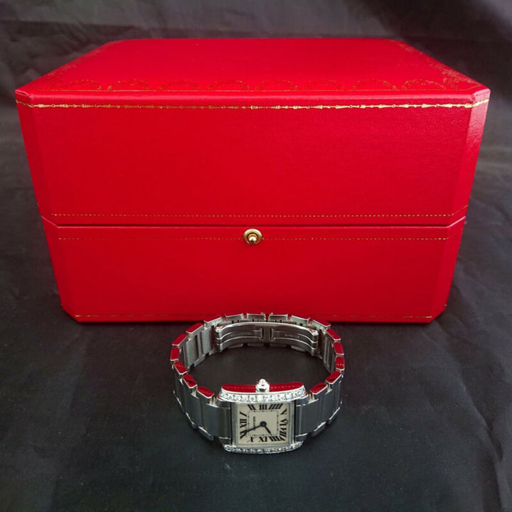 Cartier Tank Francaise Diamond Set Case Stainless Steel Ladies Watch 2300