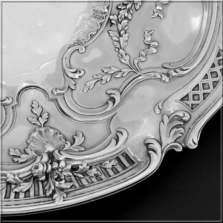Puiforcat Rare French Sterling Silver Serving Dish, Garlands