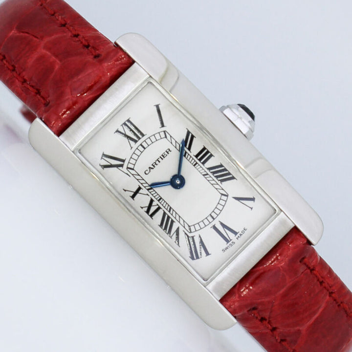 CARTIER TANK AMERICAN BOX WATCH Ref. 2489 WHITE GOLD 18K