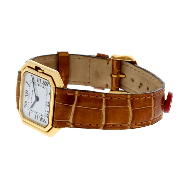 CARTIER Ceinture 18ct Yellow Gold Wristwatch Alligator Strap 780994119