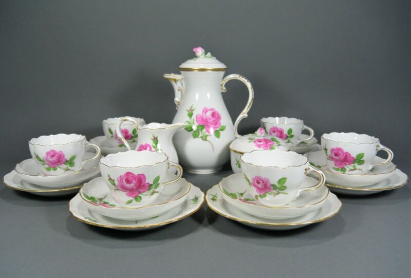 マイセン コーヒーサービス ピンクローズ コーヒーサービス カップポット フラット