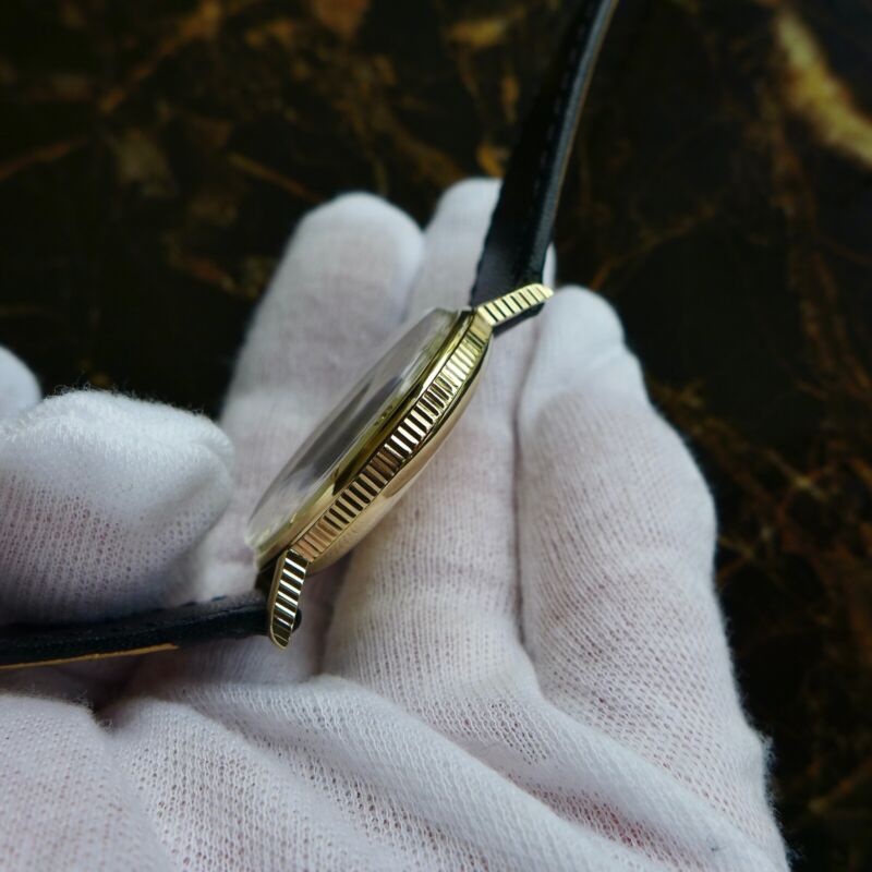 A STUNNING VINTAGE 1958 GENTS ROLEX PRECISION "COIN EDGE" IN 9k SOLID GOLD