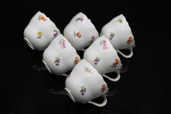 Meissen, mocha service, decor scattered flowers with gold, 15 pieces (220205)-