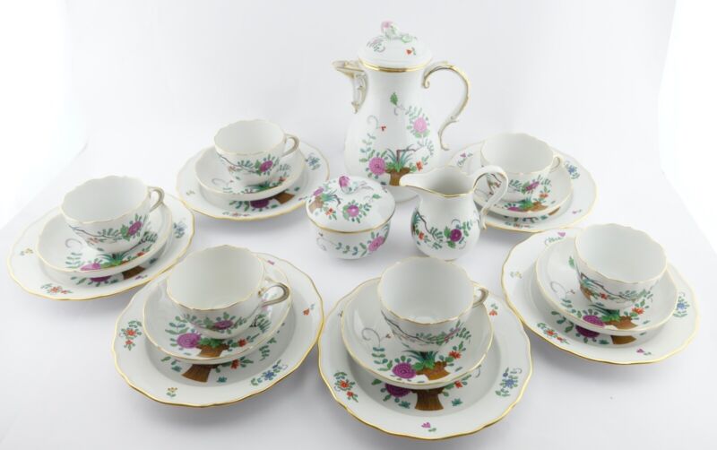 21pcs Meissen Sheaves Pattern Decor Coffee Service Gold Edge 6 People MINT-