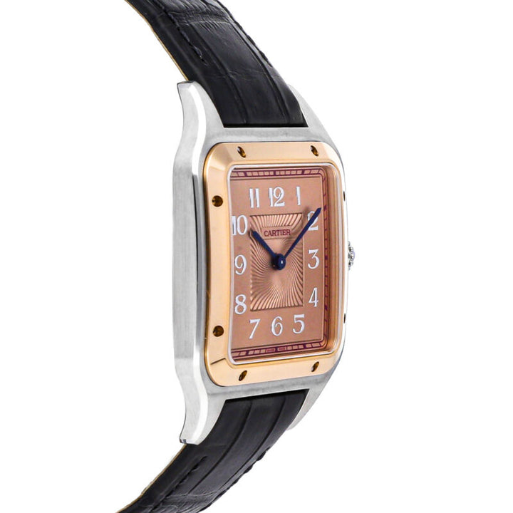 Cartier Santos Dumont Manual-Wind Steel Rose Gold Strap Watch W2SA0025