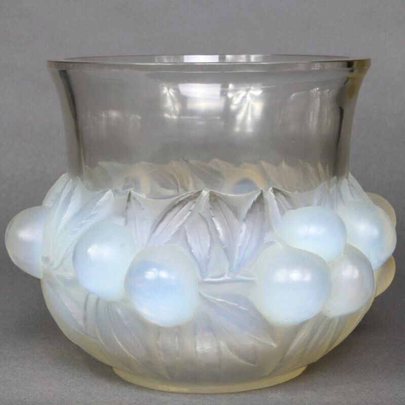 René Lalique: Opalescent ""Plums"" Vase-