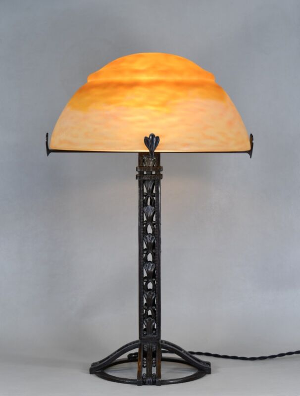 レイモンド・スュブ＆ドーム兄弟　大きなフランス製アールデコランプ　1925年　錬鉄製