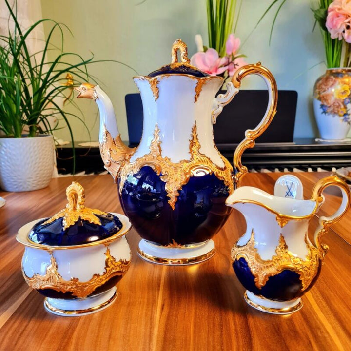 Meissen B-Shape Magnificent Porcelain Coffee Service for 6 People-