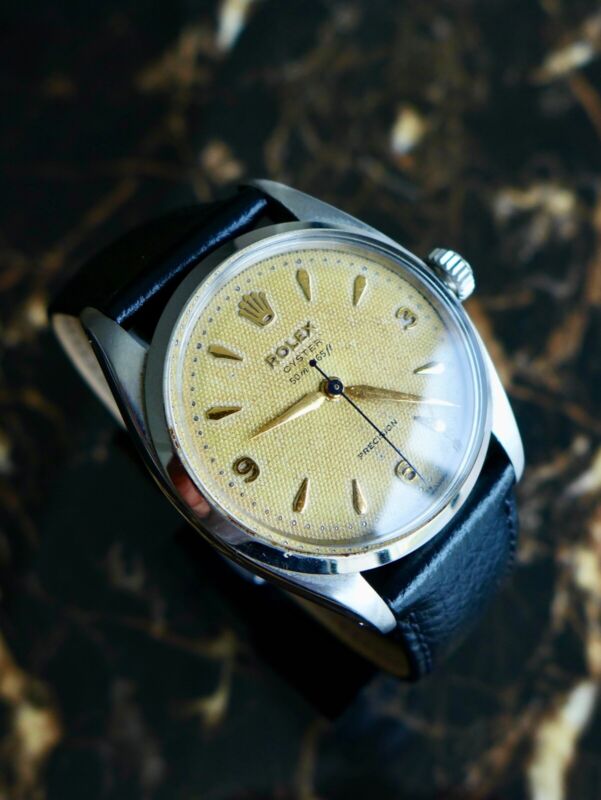 A STUNNING RARE VINTAGE 1956 ROLEX OYSTER "DEPTH RATED 50m=165ft" WAFFLE DIAL