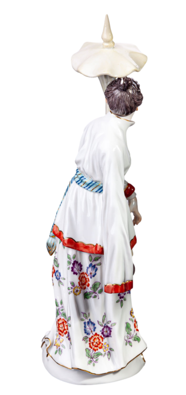 マイセンフィギュア 傘を持ったアジア人女性  J.J.ディーラー 外国人一級品 20cm