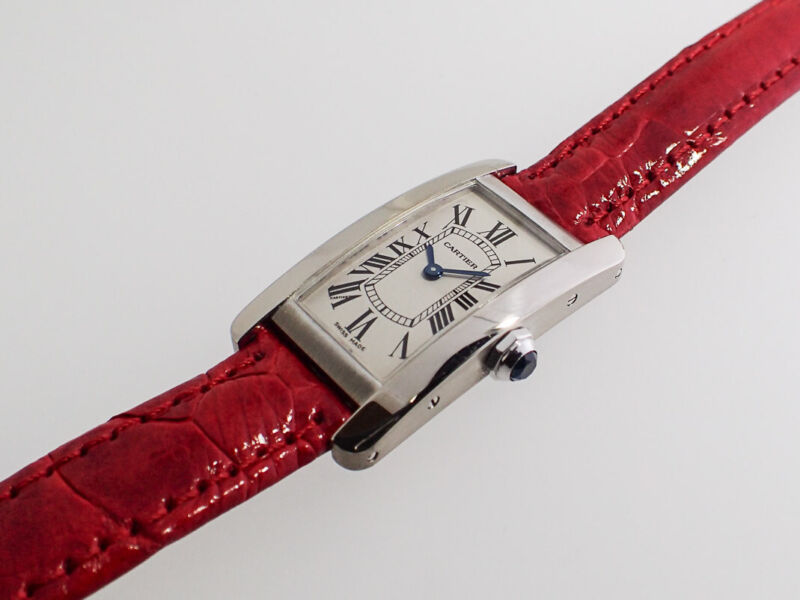 CARTIER TANK AMERICAN BOX WATCH Ref. 2489 WHITE GOLD 18K