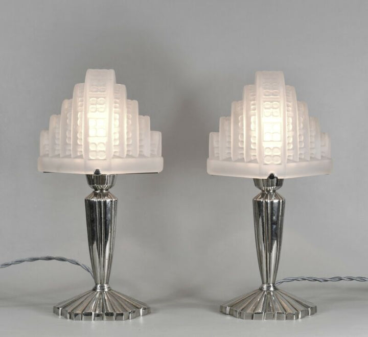 メネディー＆エスペヴェ　ペアのフランス製アールデコランプ　1930年