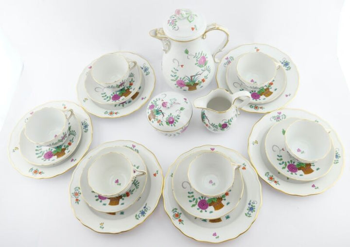 21pcs Meissen Sheaves Pattern Decor Coffee Service Gold Edge 6 People MINT-
