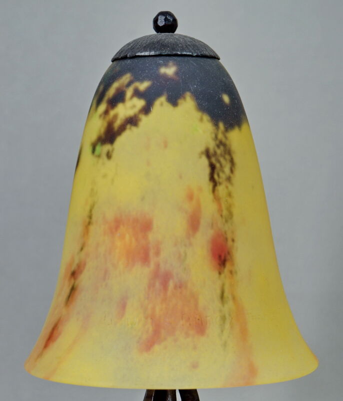 E. ゴティエ＆ドーム兄弟　ペアのフランス製アールデコランプ　1925年　1930年　錬鉄製