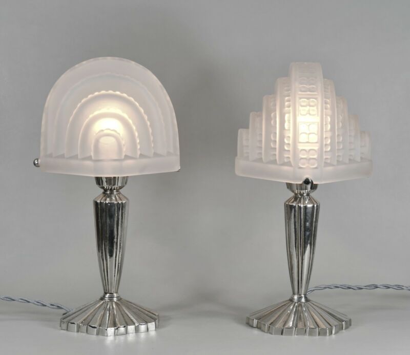 メネディー＆エスペヴェ　ペアのフランス製アールデコランプ　1930年