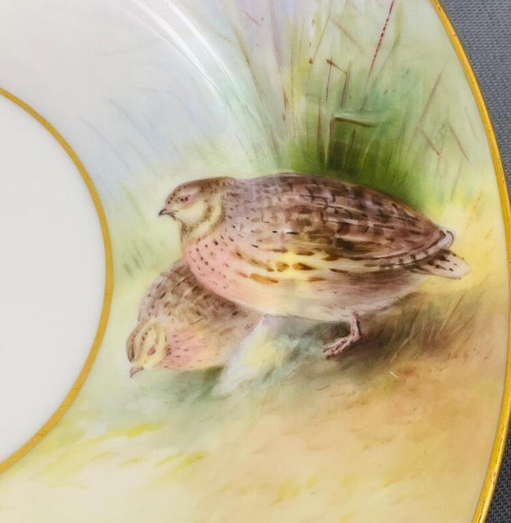 Vintage Trio~ Minton~c1960~#H5107 Quail Signed A.Holland Cup Saucer Side Plate