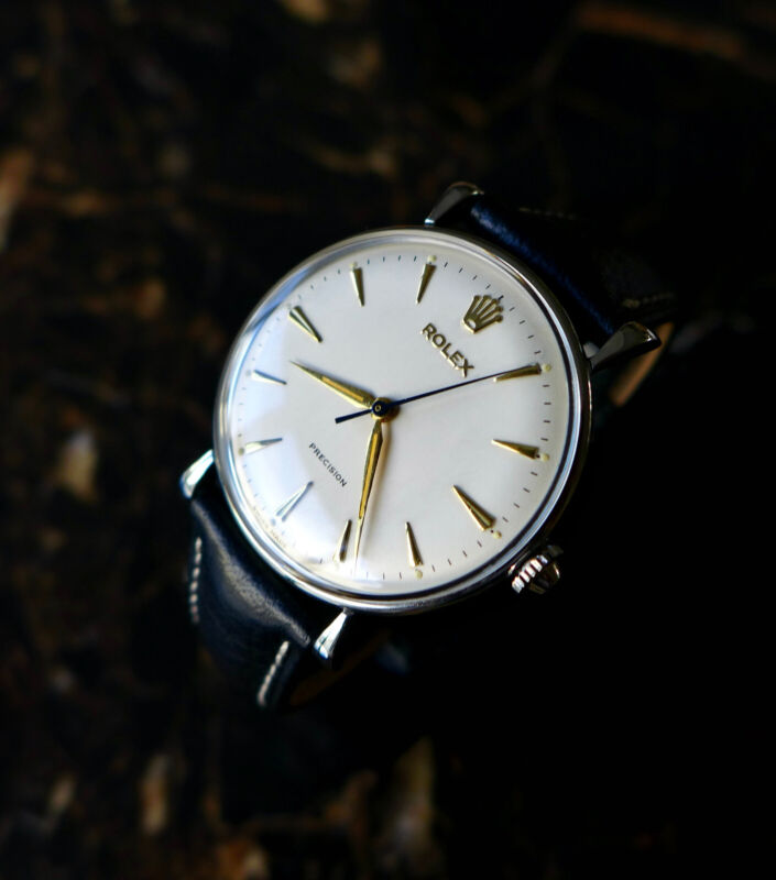 A STUNNING GENTS VINTAGE 1940s OVERSIZE (35MM) ROLEX PRECISION IN S/STEEL