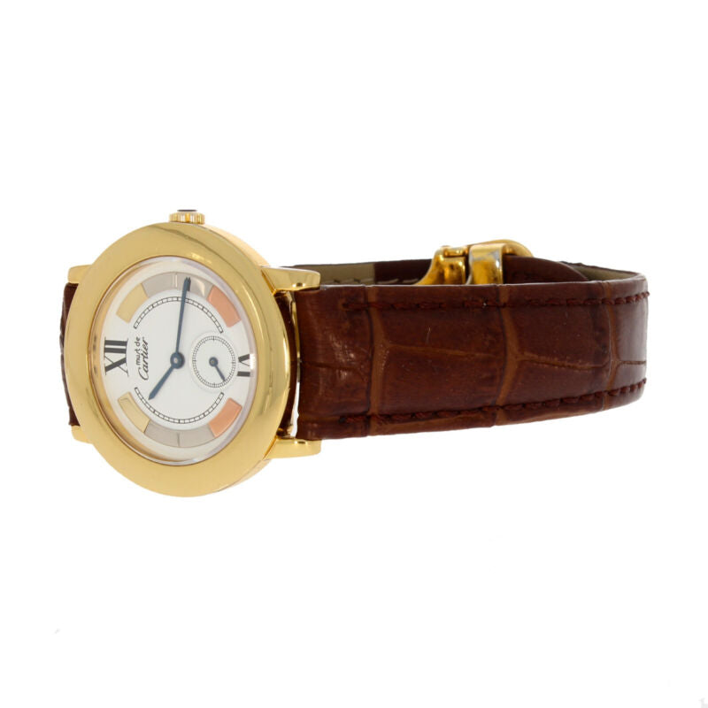 Cartier Must De Ronde Quartz Ladies Silver Gilt Vermeil Watch 1810-1