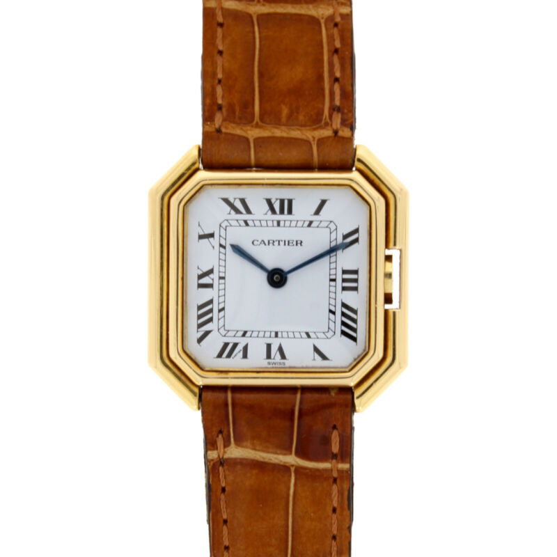 CARTIER Ceinture 18ct Yellow Gold Wristwatch Alligator Strap 780994119