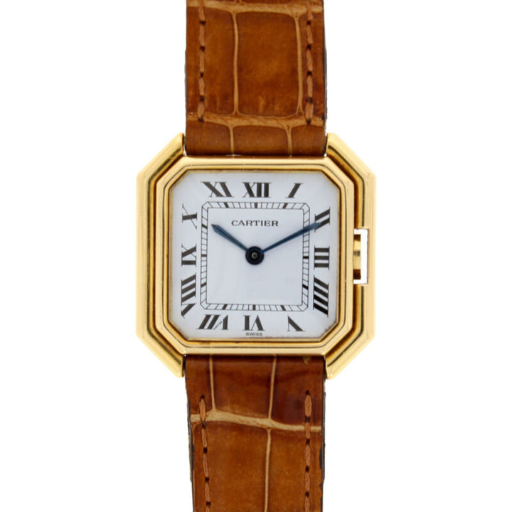CARTIER Ceinture 18ct Yellow Gold Wristwatch Alligator Strap 780994119
