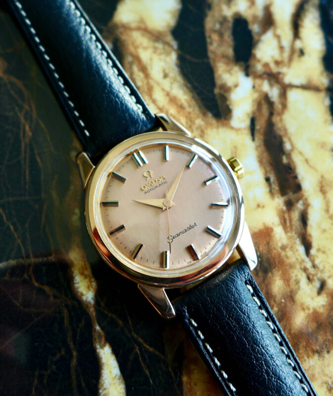 A BEAUTIFUL VINTAGE 1956 OMEGA AUTOMATIC SEAMASTER 2848 IN 18ct SOLID PINK GOLD
