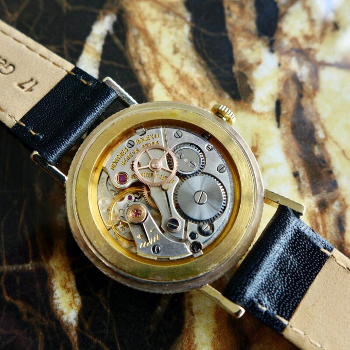 A STUNNING VINTAGE 1958 GENTS ROLEX PRECISION "COIN EDGE" IN 9k SOLID GOLD