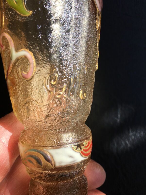 エミールガレ　初期作品エナメルガラスが使われた花紋花瓶グラス