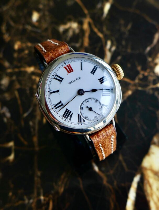 A VINTAGE 1916 WW1 GENTS MID-SIZE MILITARY ROLEX TRENCH OFFICERS WATCH IN SILVER