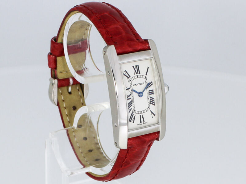 CARTIER TANK AMERICAN BOX WATCH Ref. 2489 WHITE GOLD 18K