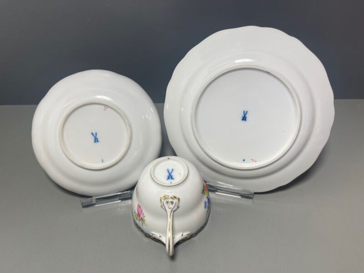 マイセン  カップ プレートAカンテ フラワーペインティングフラワー1級品