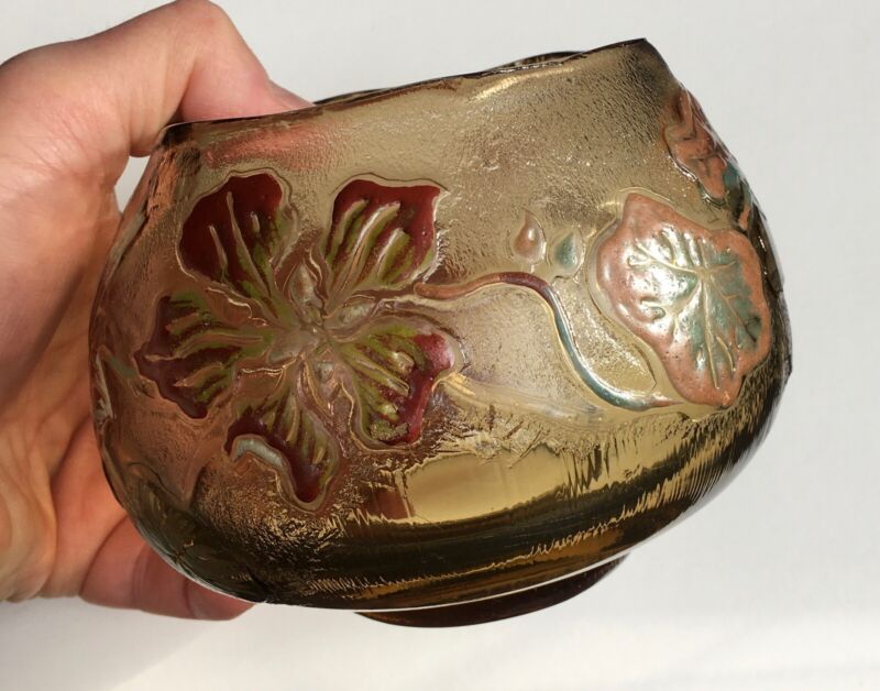 エミールガレの初期作品　キンレンカの花のボウル型花瓶