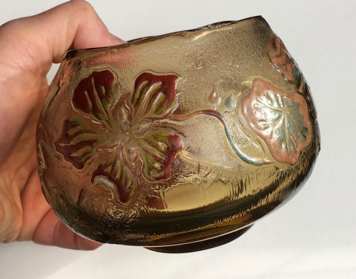エミールガレの初期作品　キンレンカの花のボウル型花瓶