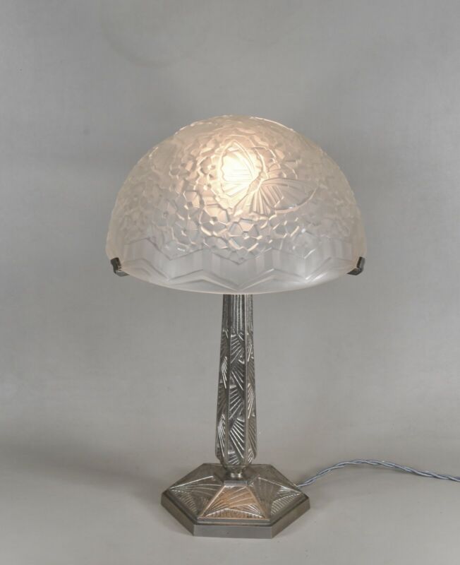 エティエ・ヴァンソン　非常に優れたアールデコランプ　1930年　フランス製