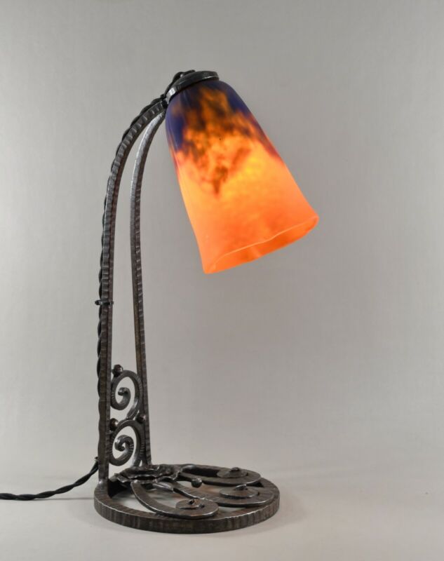 ドーム兄弟 希少なフランス製アールデコランプ 1930年 錬鉄製