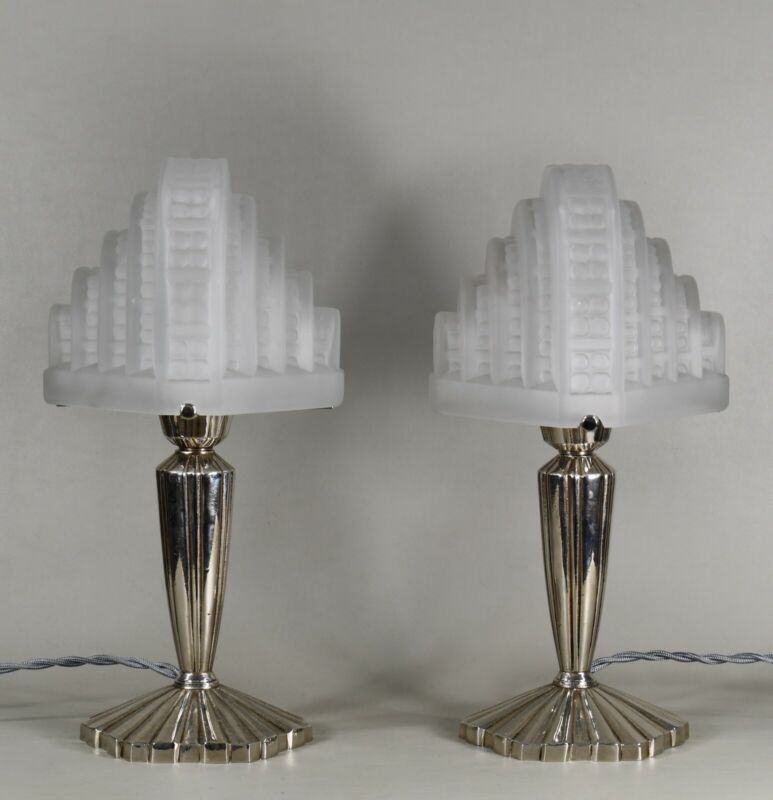 メネディー＆エスペヴェ　ペアのフランス製アールデコランプ　1930年