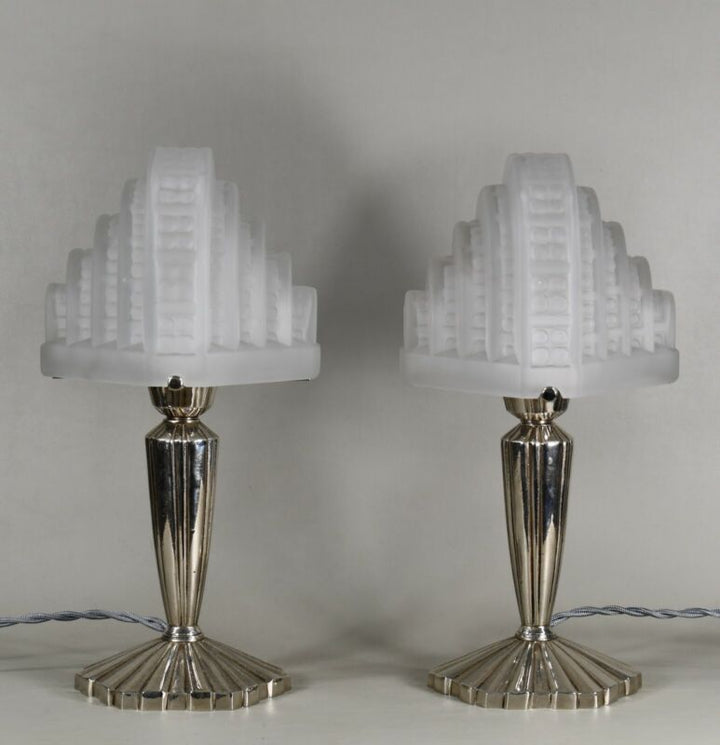 メネディー＆エスペヴェ　ペアのフランス製アールデコランプ　1930年