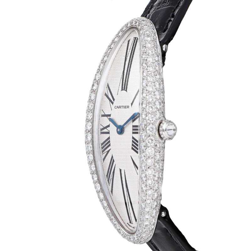 Cartier Baignoire Allonge Automatic White Gold Diamonds Ladies Watch WB510931