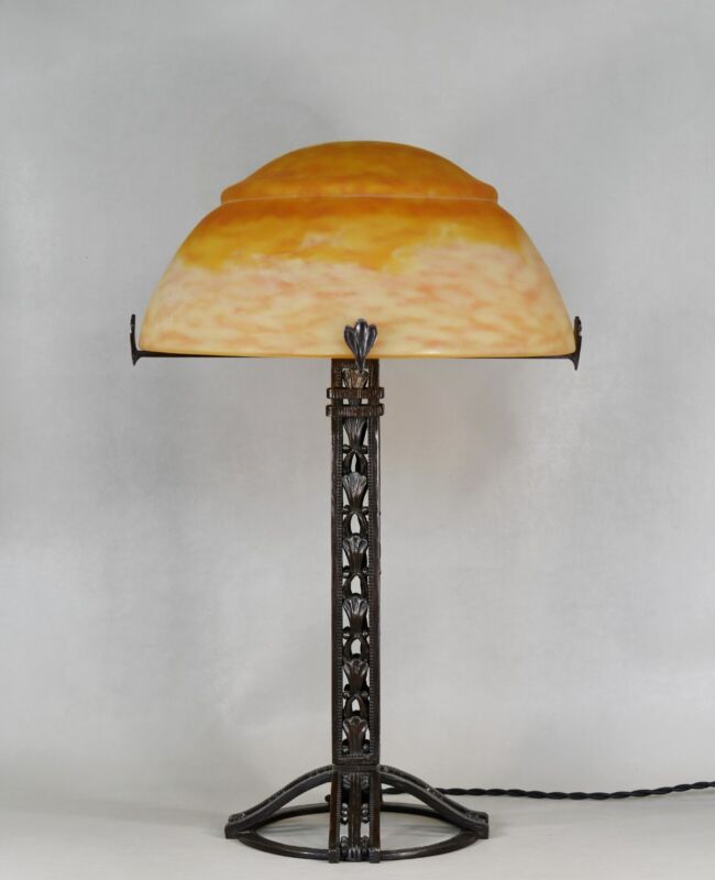 レイモンド・スュブ＆ドーム兄弟　大きなフランス製アールデコランプ　1925年　錬鉄製