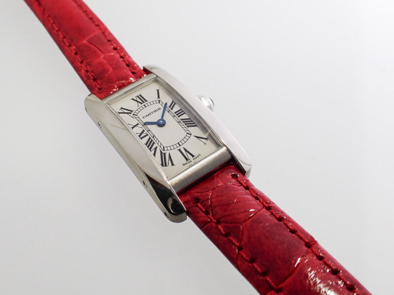 CARTIER TANK AMERICAN BOX WATCH Ref. 2489 WHITE GOLD 18K