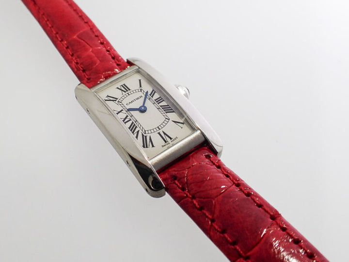 CARTIER TANK AMERICAN BOX WATCH Ref. 2489 WHITE GOLD 18K