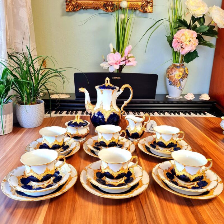 Meissen B-Shape Magnificent Porcelain Coffee Service for 6 People-