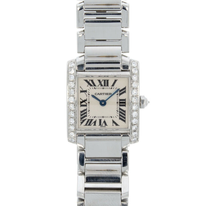 Cartier Tank Francaise Diamond Set Case Stainless Steel Ladies Watch 2300