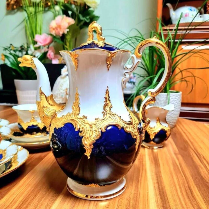 Meissen B-Shape Magnificent Porcelain Coffee Service for 6 People-