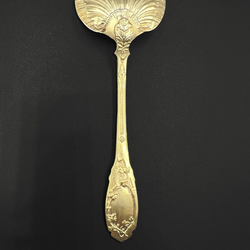 PUIFORCAT, RARE 6 Strawberry Spoons, Solid Silver & Vermeil-