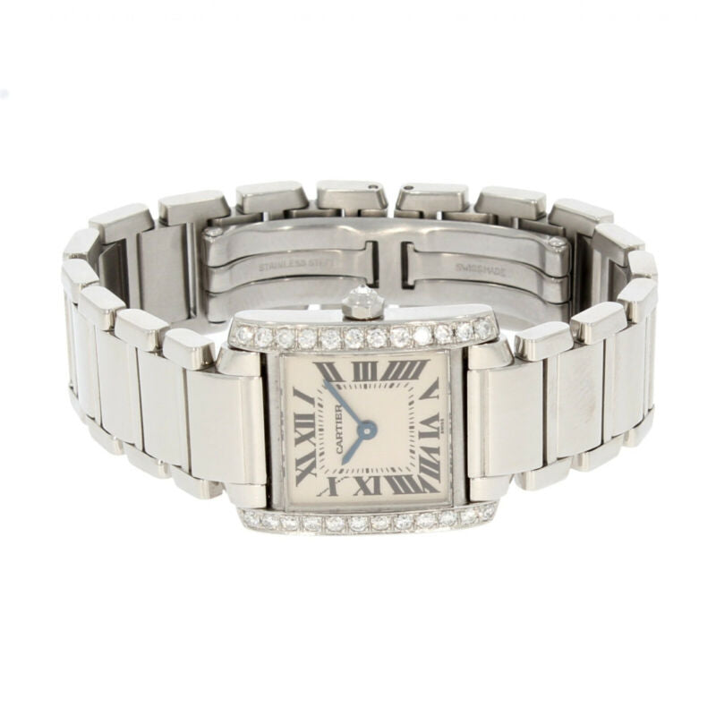 Cartier Tank Francaise Diamond Set Case Stainless Steel Ladies Watch 2300