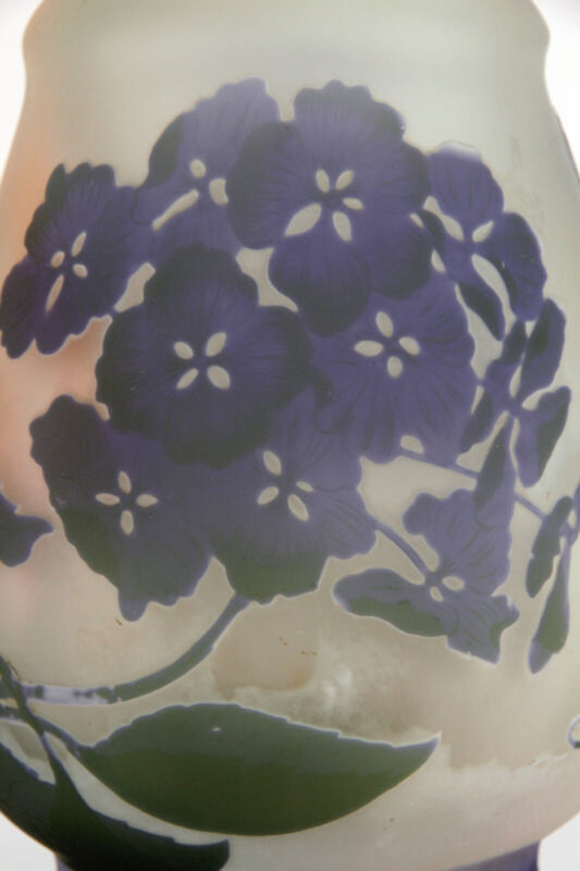 エミールガレ 紫陽花の花のくびれ型大型花瓶（スターガレ時代）アールヌーボー期