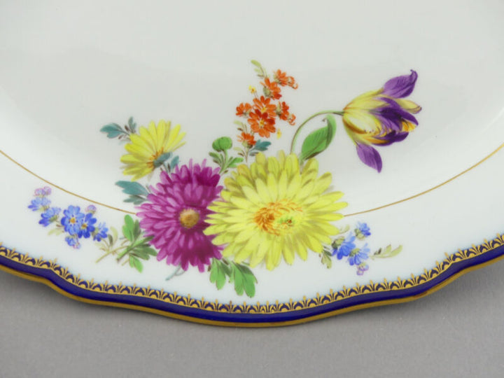 ローストディッシュ オーバル L.28.5 cm プレート マイセン Aカンテ フラワーブーケ 1級品 1924年以前