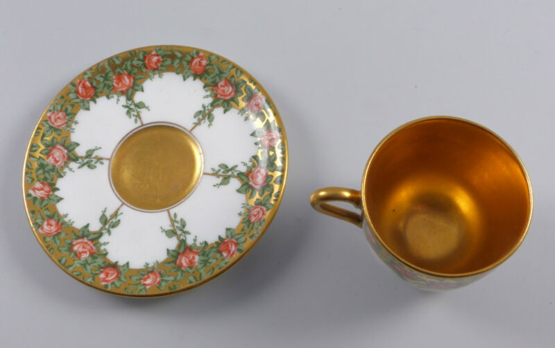 コールポート イギリス製 カップ＆ソーサー ピンクローズ ゴールド 1900年頃