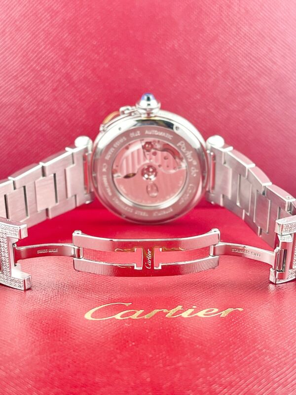 Cartier Pasha 42mm Beige Dial Custom Iced Out 8ct Genuine Diamonds Ref 2730