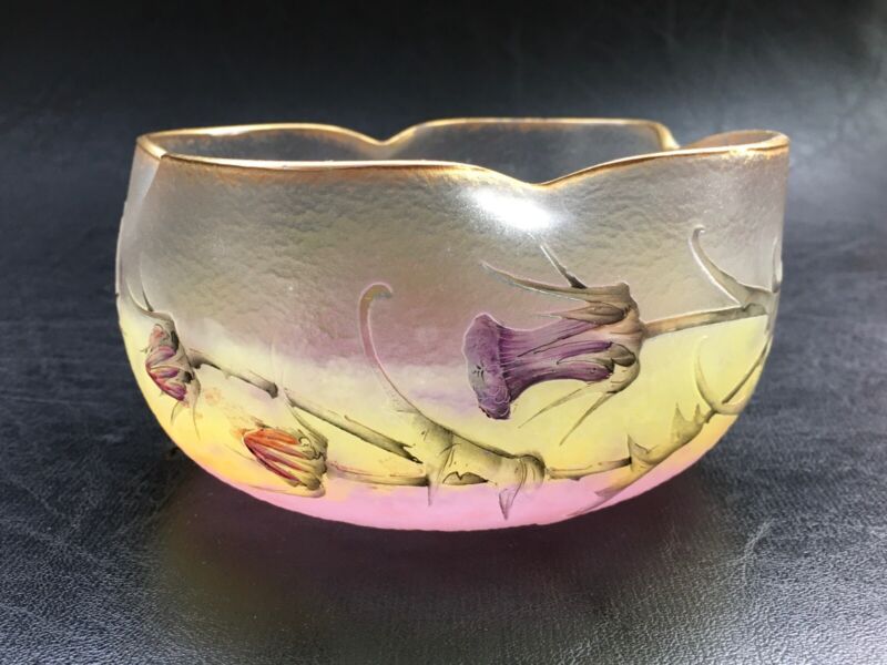 ドーム兄弟（ドームナンシー）アザミの花が描かれたボウル型花瓶